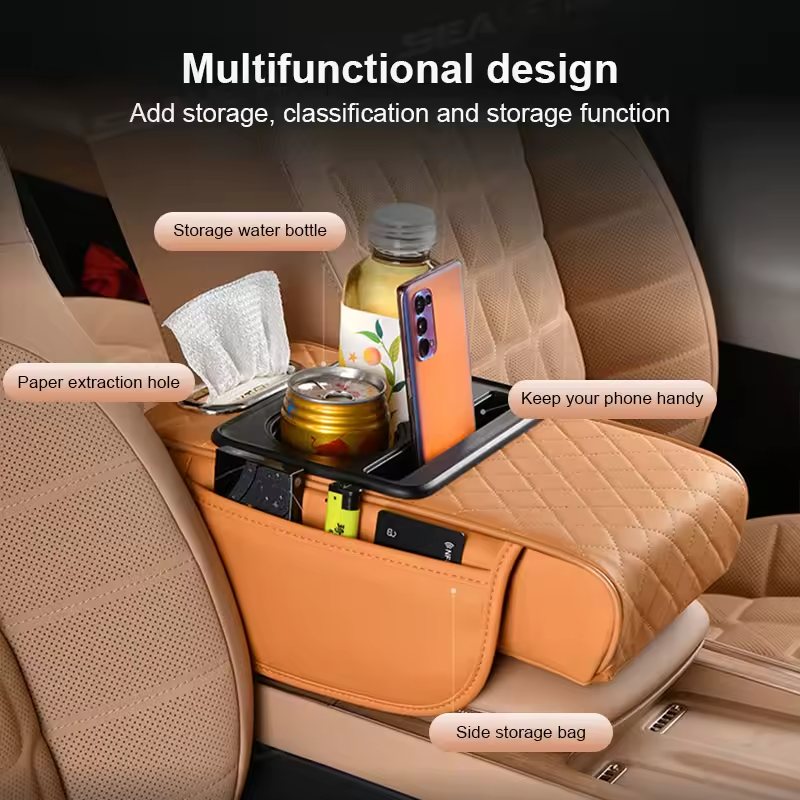 Multifunctional Leather Car Armrest Extender Cushion