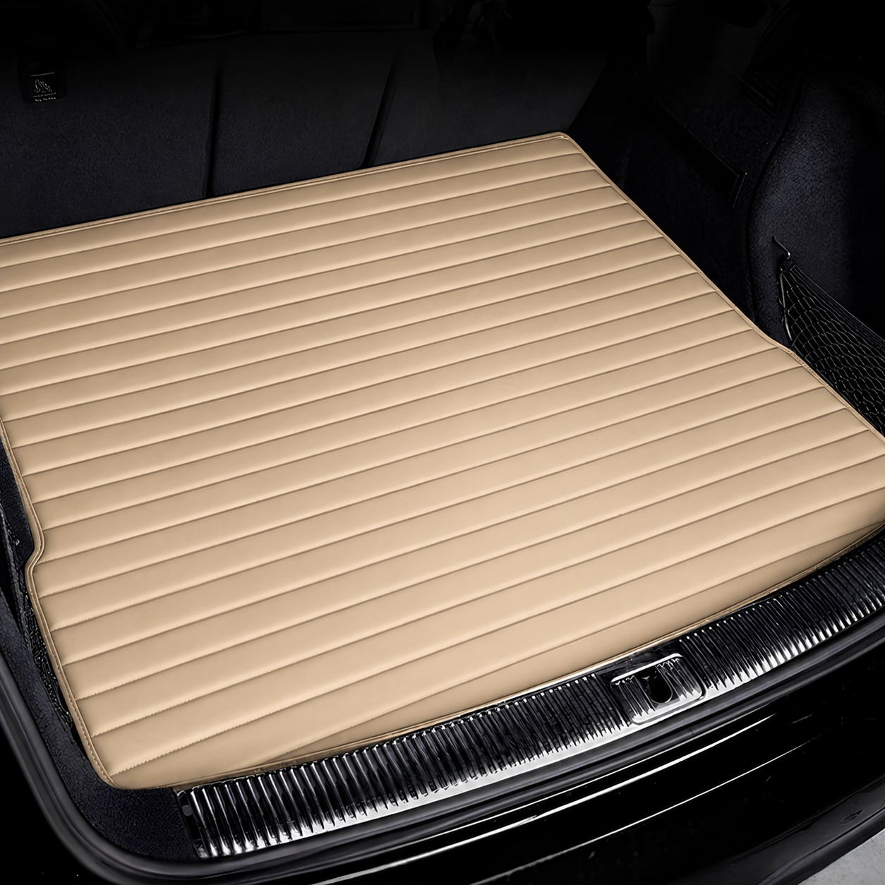 Custom Leather Car Trunk Mats with Striped Design
