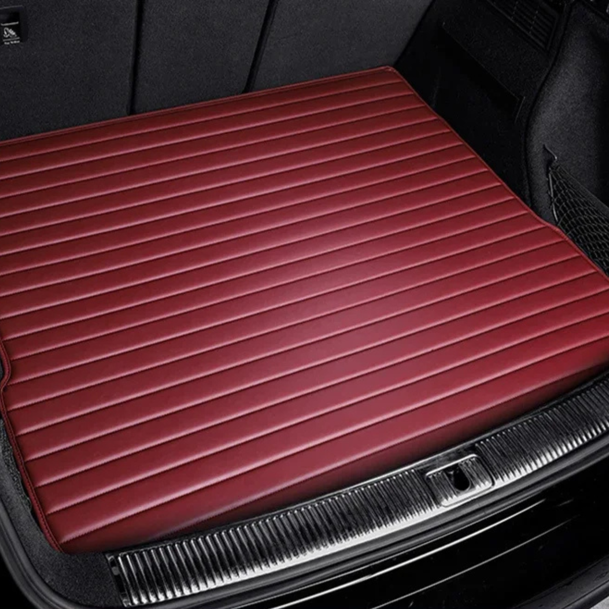 Custom Leather Car Trunk Mats with Striped Design