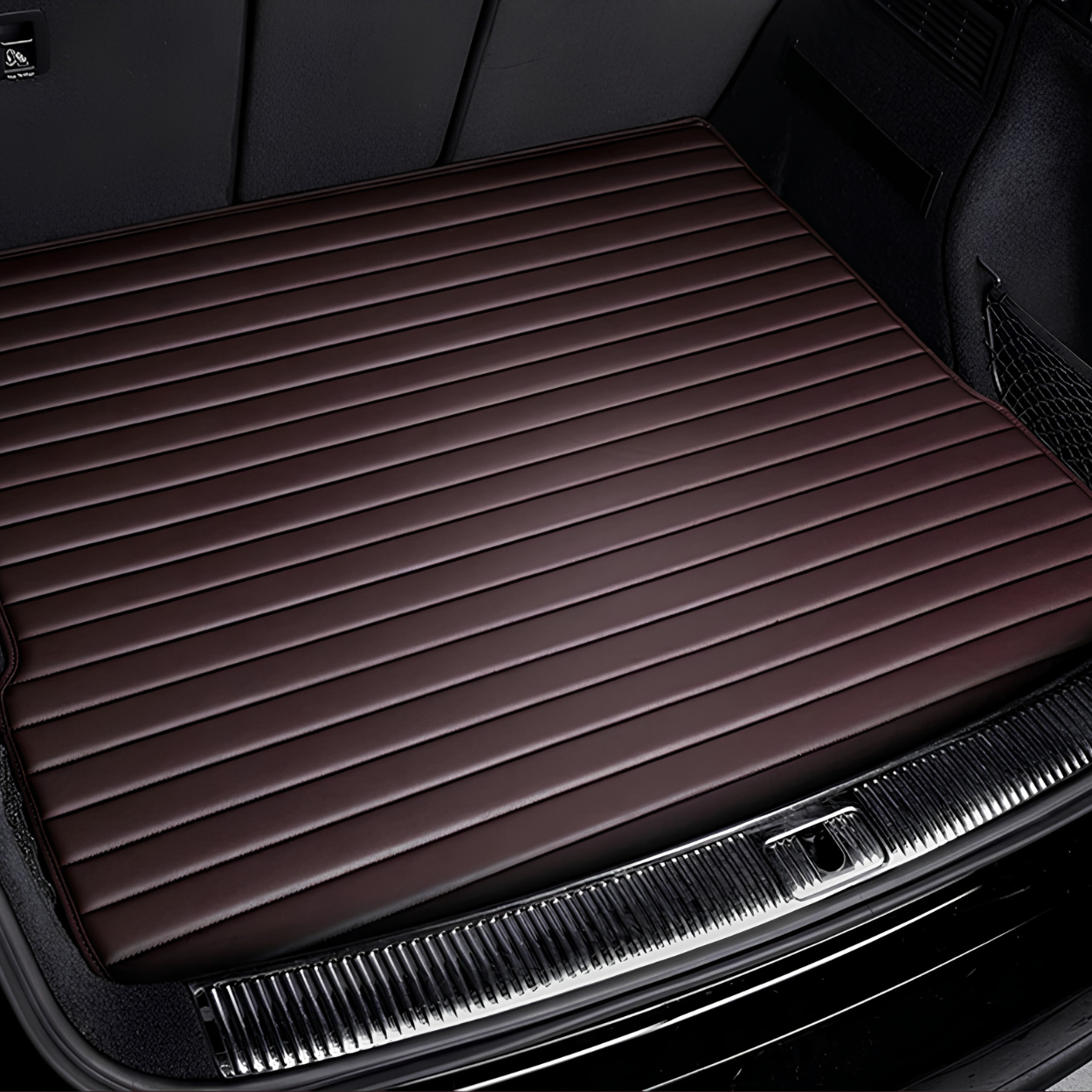 Custom Leather Car Trunk Mats with Striped Design